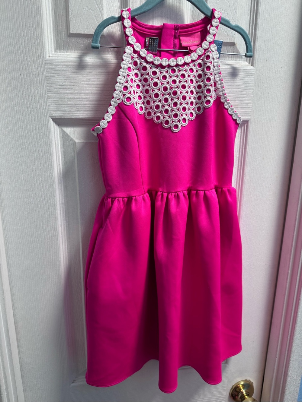 Lilly Pulitzer Hot Pink Sleeveless Eyelet Party Dress